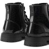 image:imageK KomForme Girls Glitter Ankle Boots Lace Up Waterproof Combat Shoes With Side Zipper for ToddlerLittle KidBig KidBlack
