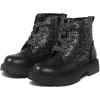 image:imageK KomForme Girls Glitter Ankle Boots Lace Up Waterproof Combat Shoes With Side Zipper for ToddlerLittle KidBig KidBlack Glitter