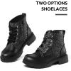 image:imageK KomForme Girls Glitter Ankle Boots Lace Up Waterproof Combat Shoes With Side Zipper for ToddlerLittle KidBig KidBlack Glitter