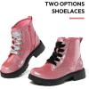 image:imageK KomForme Girls Glitter Ankle Boots Lace Up Waterproof Combat Shoes With Side Zipper for ToddlerLittle KidBig KidPink