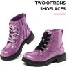 image:imageK KomForme Girls Glitter Ankle Boots Lace Up Waterproof Combat Shoes With Side Zipper for ToddlerLittle KidBig KidPurple
