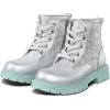image:imageK KomForme Girls Glitter Ankle Boots Lace Up Waterproof Combat Shoes With Side Zipper for ToddlerLittle KidBig KidSliver Glitter