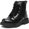 image:imageK KomForme Girls Glitter Ankle Boots Lace Up Waterproof Combat Shoes With Side Zipper for ToddlerLittle KidBig KidBlack