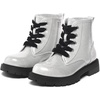 image:imageK KomForme Girls Glitter Ankle Boots Lace Up Waterproof Combat Shoes With Side Zipper for ToddlerLittle KidBig KidSliver