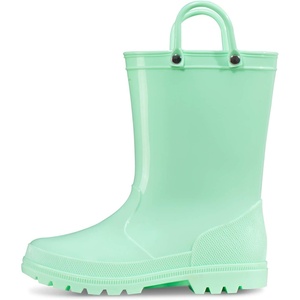 image:imageK KomForme Kids Girls amp Boys Rain Boots with Easyon Handles Outdoors  Waterproof PVCLightg Green