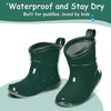 image:imageToddler Rain Boots Baby Easyon Rain Shoes for BoyampGirl  Waterproof PVCDark Green