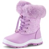 image:imageGirls Bungee Lacing Glitter Snow BootsPastel Purple