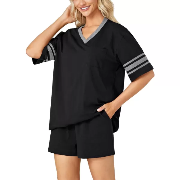 LYANER Pajamas Sets for Women 2 Piece Short Sleeve Shirt with Shorts Set PJS Sleepwear Soft Loungwear