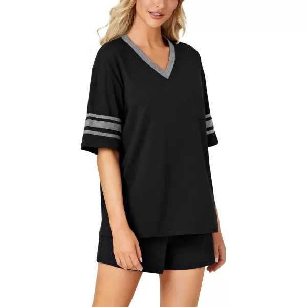 LYANER Pajamas Sets for Women 2 Piece Short Sleeve Shirt with Shorts Set PJS Sleepwear Soft Loungwear