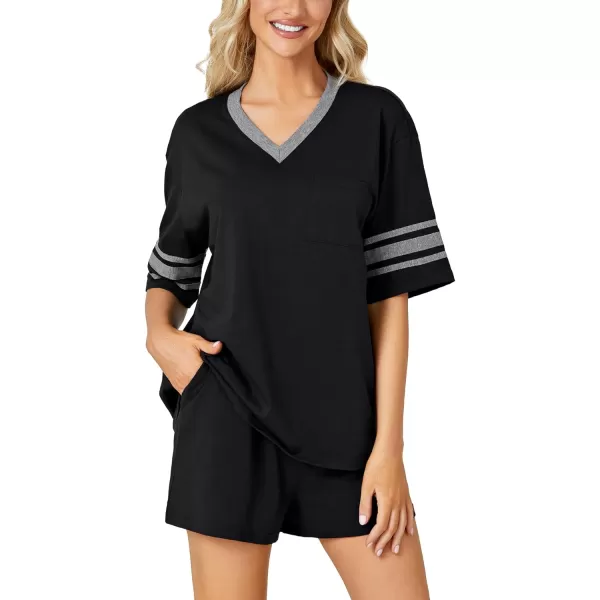 LYANER Pajamas Sets for Women 2 Piece Short Sleeve Shirt with Shorts Set PJS Sleepwear Soft Loungwear