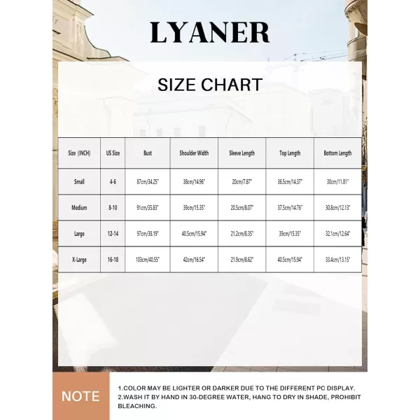 LYANER Women's 2 Piece Outfit Tie Knot Front Short Sleeve Crop Top and High Waist Shorts Set