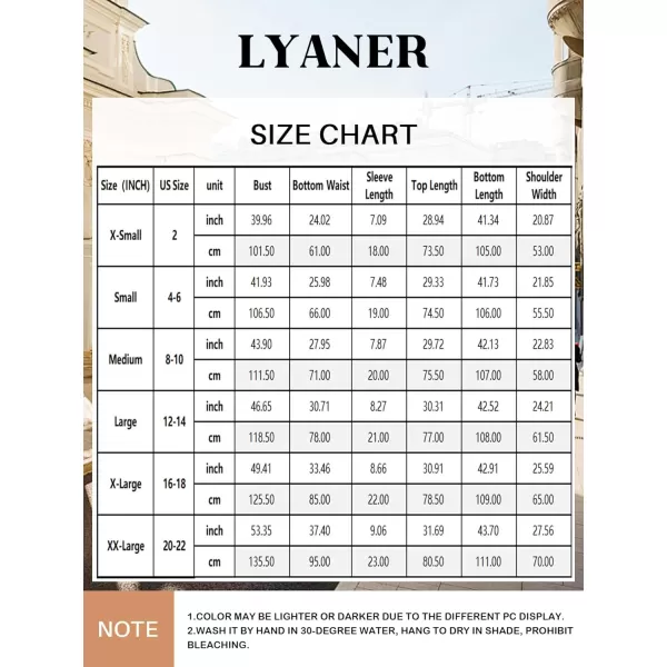 LYANER Women's 2 Piece Outfits Button Down Short Sleeve Shirt and Wide Leg Pants Set