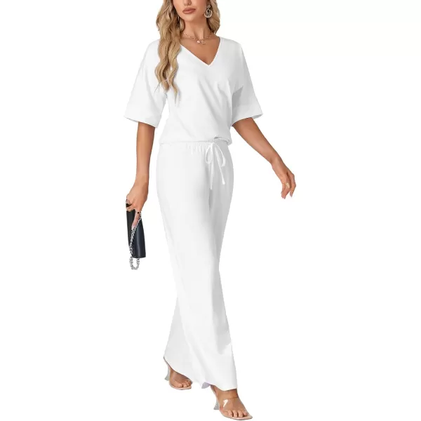 LYANER Women's 2 Piece Outfits Deep V Neck Long Sleeve Backless Tops and Wide Leg Pants Set