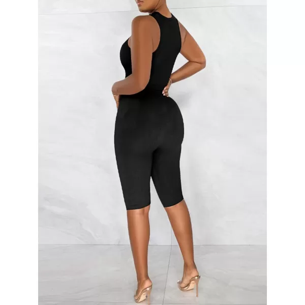LYANER Women's 2 Piece Outfits Ribbed Tank Crop Top High Waist Shorts Athletic Workout Sets