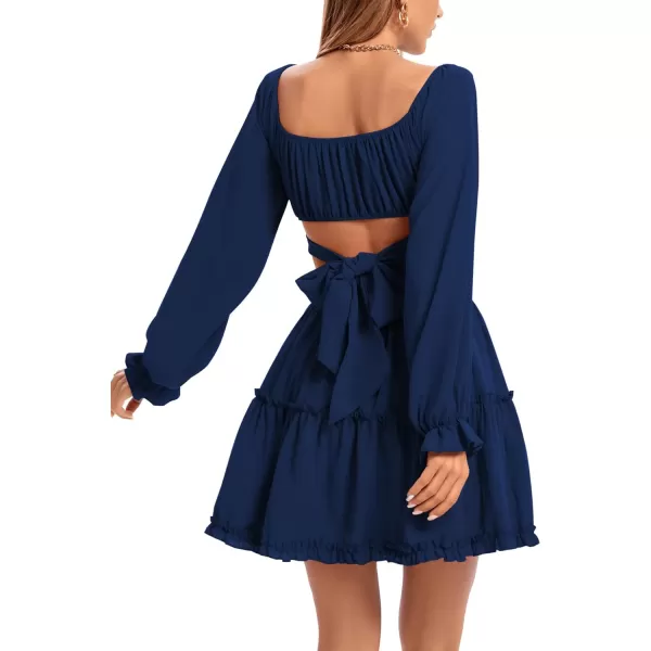 LYANER Women's 2 Piece Outfits Self Tie Knot Crop Top and Mini Skirt Set