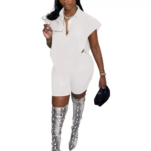LYANER Women's 2 Piece Outfits Sleeveless Collar Button Down Side Open Top and Short Set