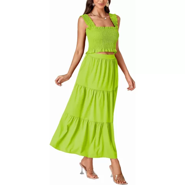 LYANER Women's 2 Piece Outfits Sleeveless Crop Top and High Waist Midi Skirt Set With Pockets