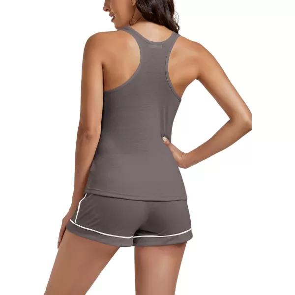 LYANER Women's 2 Piece Pajama Set Scoop Neck Pocket Sleeveless Tank Top Sleepwear with Shorts PJ