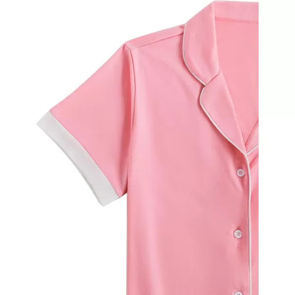 LYANER Women's 2 Piece Pajama Set Short Sleeve Button Down Top with Shorts Pj Set Sleepwear