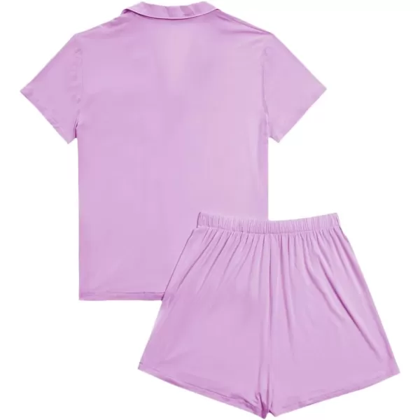 LYANER Women's 2 Piece Short Sleeve Button Down Top and Shorts PJ Set Loungewear Pajama Sets