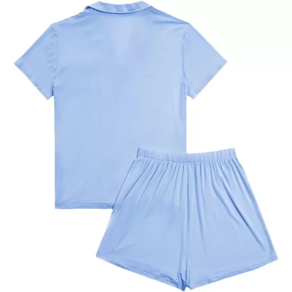 LYANER Women's 2 Piece Short Sleeve Button Down Top and Shorts PJ Set Loungewear Pajama Sets