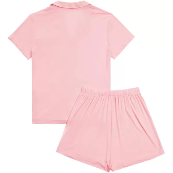 LYANER Women's 2 Piece Short Sleeve Button Down Top and Shorts PJ Set Loungewear Pajama Sets