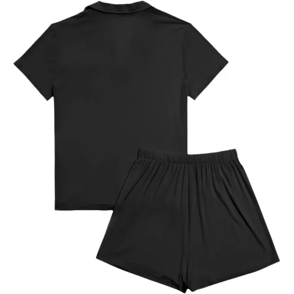 LYANER Women's 2 Piece Short Sleeve Button Down Top and Shorts PJ Set Loungewear Pajama Sets