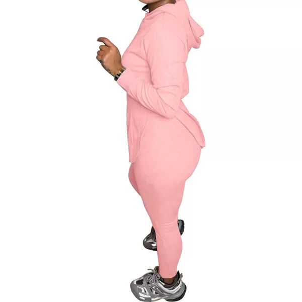 LYANER Women's 2 Piece Tracksuit Outfits Long Sleeve Slit Hem Hoodie Jogger Pants Sweatsuit Lounge Set