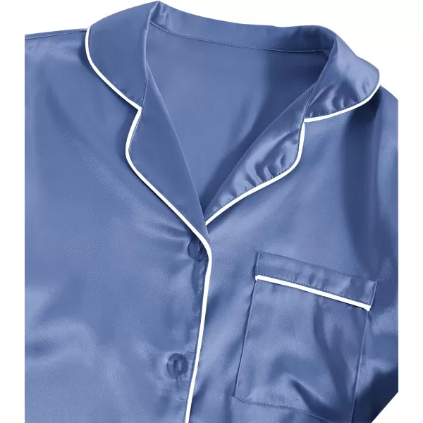 LYANER Women's 3Pcs Pajamas Satin Cami Top and Long Sleeve Shirt with Pants Sleepwear Set