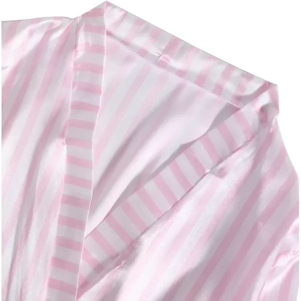 LYANER Women's 4pcs Sleepwear Satin Floral Lace Trim Cami Pajama Set with Robe