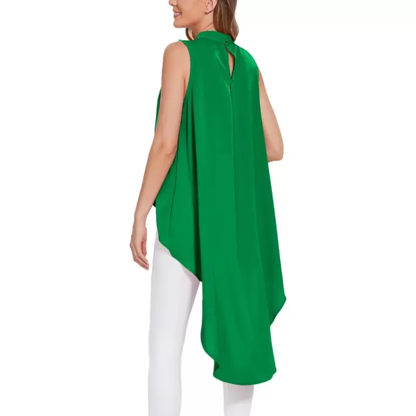 LYANER Women's Asymmetrical High Low Sleeveless Mock Neck Flowy Blouse Tops