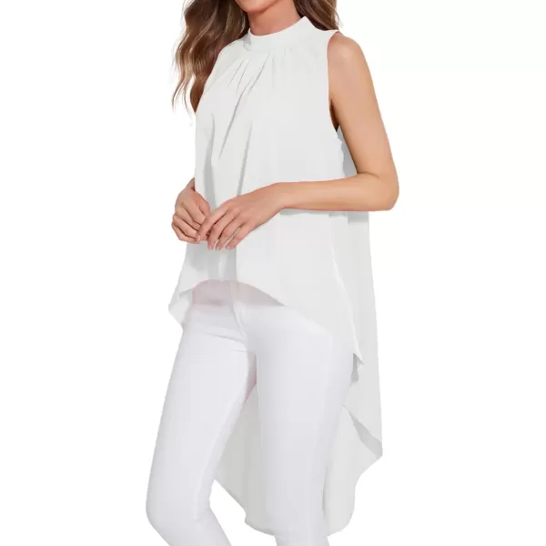 LYANER Women's Asymmetrical High Low Sleeveless Mock Neck Flowy Blouse Tops