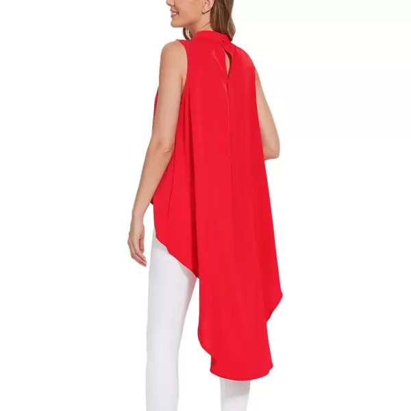 LYANER Women's Asymmetrical High Low Sleeveless Mock Neck Flowy Blouse Tops