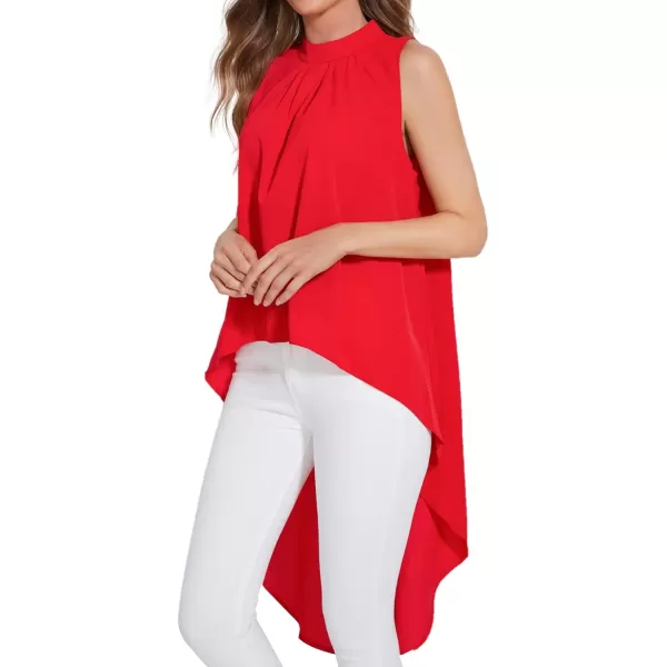 LYANER Women's Asymmetrical High Low Sleeveless Mock Neck Flowy Blouse Tops