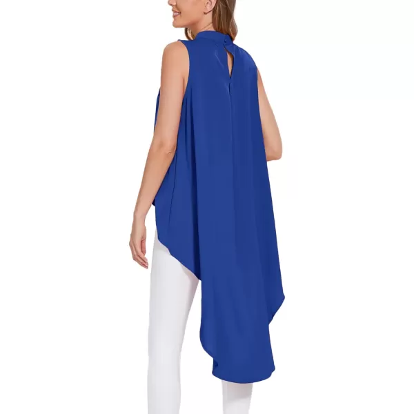 LYANER Women's Asymmetrical High Low Sleeveless Mock Neck Flowy Blouse Tops