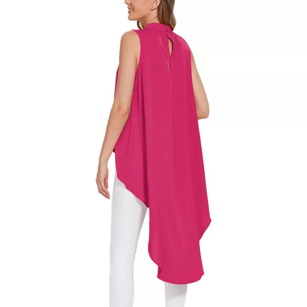 LYANER Women's Asymmetrical High Low Sleeveless Mock Neck Flowy Blouse Tops