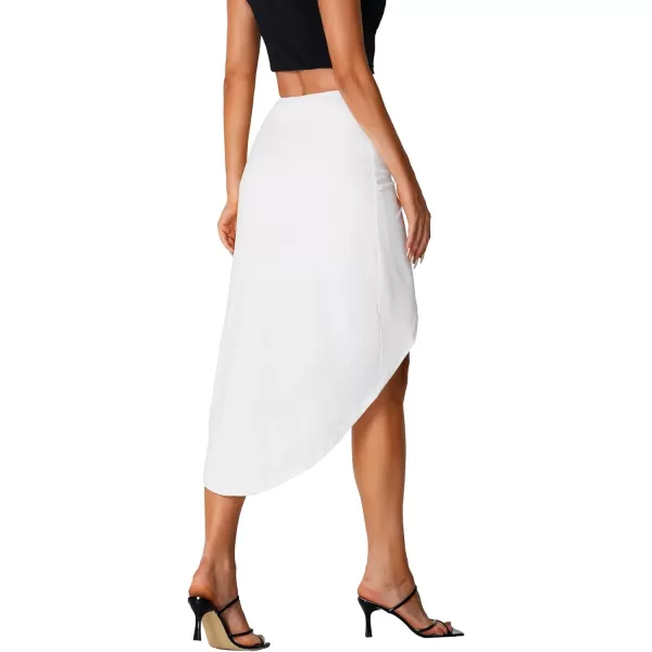 LYANER Women's Basic Draped Ruched Front High Waist Split Slit Hem Midi Skirt