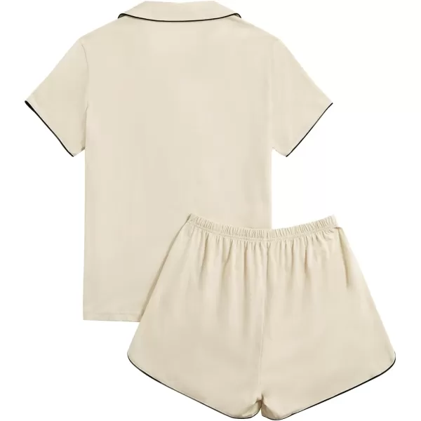 LYANER Women's Button Down Pajama Set Short Sleeve Nightwear Shorts Lounge Sets