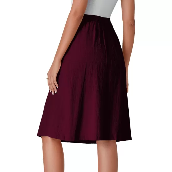 LYANER Women's Button Front Hight Waist A-line Loose Midi Skirt with Side Pocket