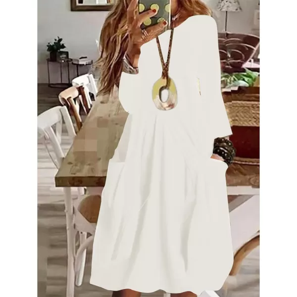 LYANER Women's Casual Crewneck Long Sleeve Loose Fit Midi Dress with Pocket