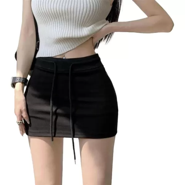 LYANER Women's Casual Drawstring High Waist Mini Short Skirt with Zipper Pockets