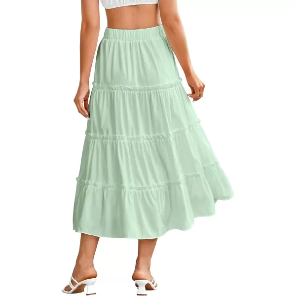 LYANER Women's Casual Elastic High Waist Layer Ruffle A Line Swing Long Maxi Skirt