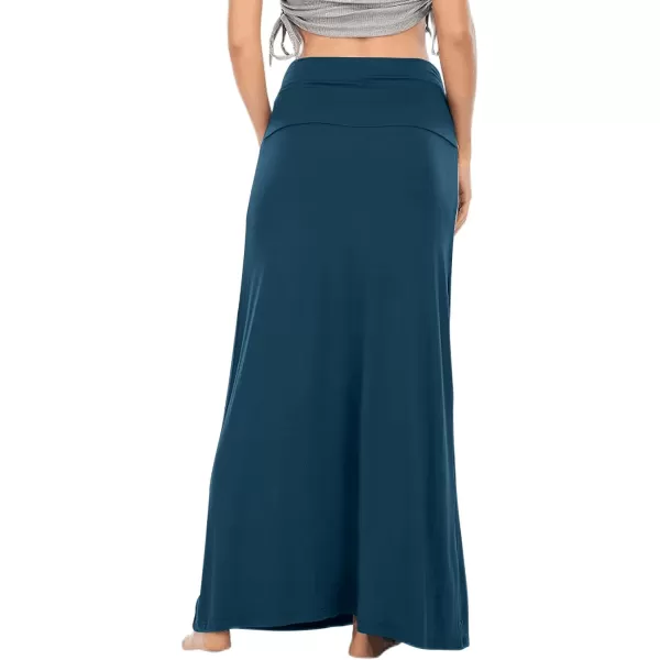 LYANER Women's Casual High Waist Solid Flare Long Maxi Skirt
