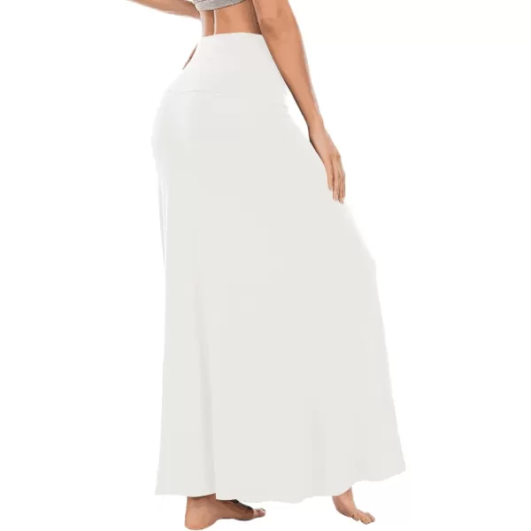 LYANER Women's Casual High Waist Solid Flare Long Maxi Skirt
