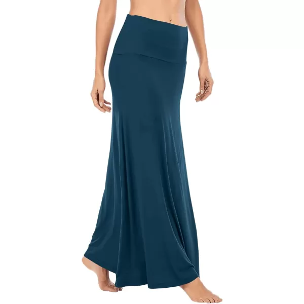 LYANER Women's Casual High Waist Solid Flare Long Maxi Skirt