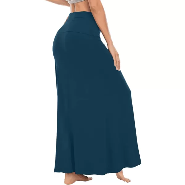 LYANER Women's Casual High Waist Solid Flare Long Maxi Skirt