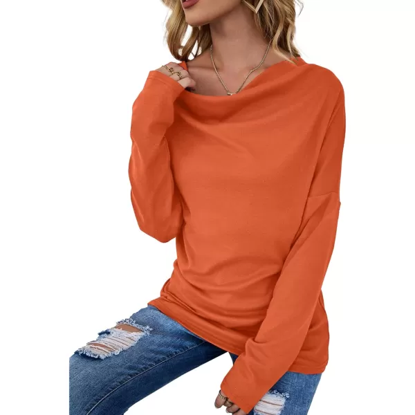 LYANER Women's Casual Loose Cowl Neck Ruched Stretch Long Sleeve Blouse Shirt Top