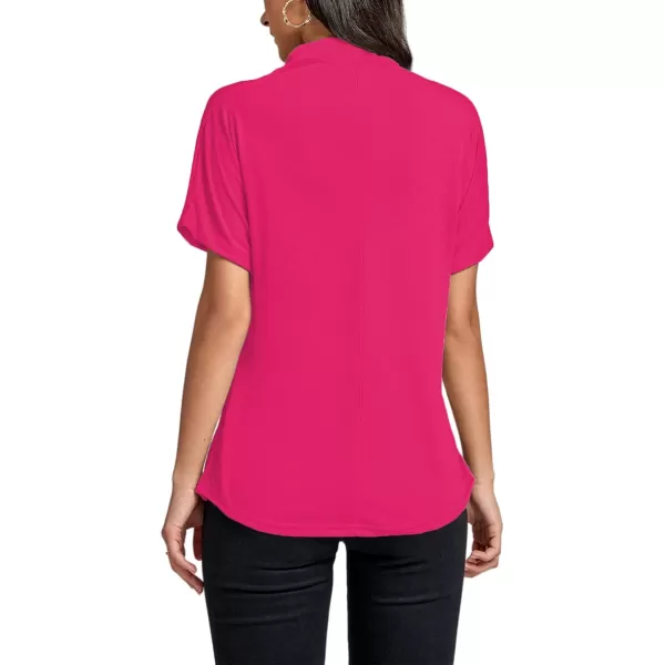 LYANER Women's Casual Mock Neck Ruffle Short Sleeve Summer Blouse Shirt Top