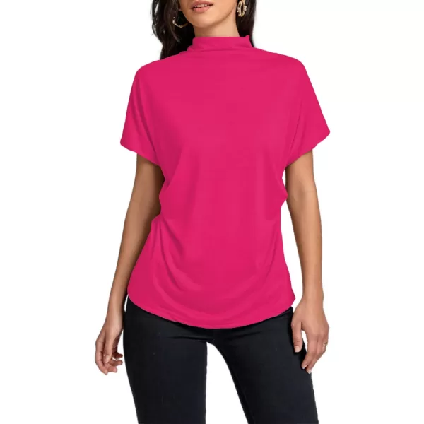 LYANER Women's Casual Mock Neck Ruffle Short Sleeve Summer Blouse Shirt Top
