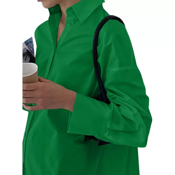 LYANER Women's Casual Shirt Dress Collar V Neck Button Down Loose Long Sleeve Mini Dresses
